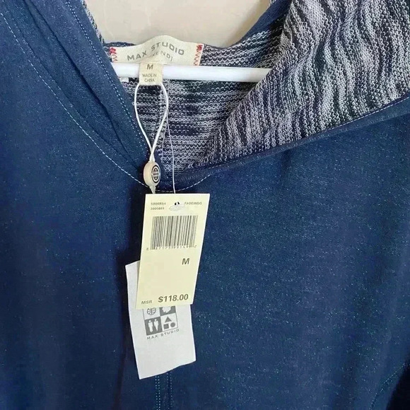 Max Studio Hooded Shift Dress Indigo Size Medium - Picture 3 of 9